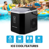 Ice Makers: POLYCOOL Portable Ice Maker Machine, Automatic, 12kg/day,  Auto Clean, with Scoop and Removable Basket, Black