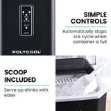 Ice Makers: POLYCOOL Portable Ice Maker Machine, Automatic, 12kg/day,  Auto Clean, with Scoop and Removable Basket, Black
