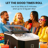 Ice Makers: POLYCOOL Portable Ice Maker Machine, Automatic, 12kg/day,  Auto Clean, with Scoop and Removable Basket, Black