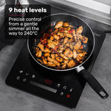 Cooktops & Stoves: EUROCHEF Induction Cooktop, 2000W, 9 Heat Levels, Fast Electric Portable Cooker, Touch Controls with Slider