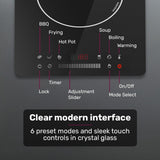 Cooktops & Stoves: EUROCHEF Induction Cooktop, 2000W, 9 Heat Levels, Fast Electric Portable Cooker, Touch Controls with Slider