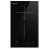 Cooktops & Stoves: EuroChef 30cm 2 Zone Induction Cooktop, 3300W Electric, Touch Controls