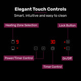 Cooktops & Stoves: EuroChef 30cm 2 Zone Induction Cooktop, 3300W Electric, Touch Controls