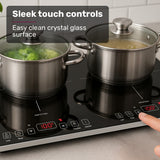 Cooktops & Stoves: EUROCHEF Double Induction Cooktop, 9 Heat Levels, Fast Electric Portable Cooker, Touch Controls, Standard 10A Power Plug