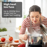 Cooktops & Stoves: EUROCHEF Double Induction Cooktop, 9 Heat Levels, Fast Electric Portable Cooker, Touch Controls, Standard 10A Power Plug