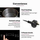 Cooktops & Stoves: EUROCHEF Double Induction Cooktop, 9 Heat Levels, Fast Electric Portable Cooker, Touch Controls, Standard 10A Power Plug