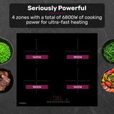 Cooktops & Stoves: EuroChef 60cm 4 Zone Induction Cooktop, 6800W Electric, Touch Controls
