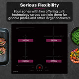 Cooktops & Stoves: EUROCHEF 60cm 4 Zone Induction Cooktop, 7200W Electric, FlexZone Function, Touch Controls