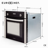 Ovens: EuroChef 60cm Stainless Built-in 70L Grill 8 Function Fan Forced Electric Wall Oven