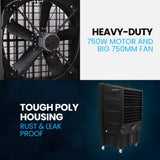 Evaporative Coolers: POLYCOOL 130L 750W Evaporative Air Cooler, Commercial Industrial Grade, Remote Control, Purifier, Fan
