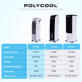 Evaporative Coolers: POLYCOOL 6L Portable Evaporative Air Cooler 24 Hour Timer 4 in 1 Cooling Fan