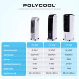 Evaporative Coolers: POLYCOOL 12L Portable Evaporative Air Cooler 24 Hour Timer 4 in 1 Cooling Fan