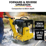 Outdoor Power Equipment: BAUMR-AG 185kg Reversible Vibratory Plate Compactor, Commercial 9HP 270cc, 500x700mm, Wheel Kit, for Sand Soil Gravel Asphalt (BCX-950)