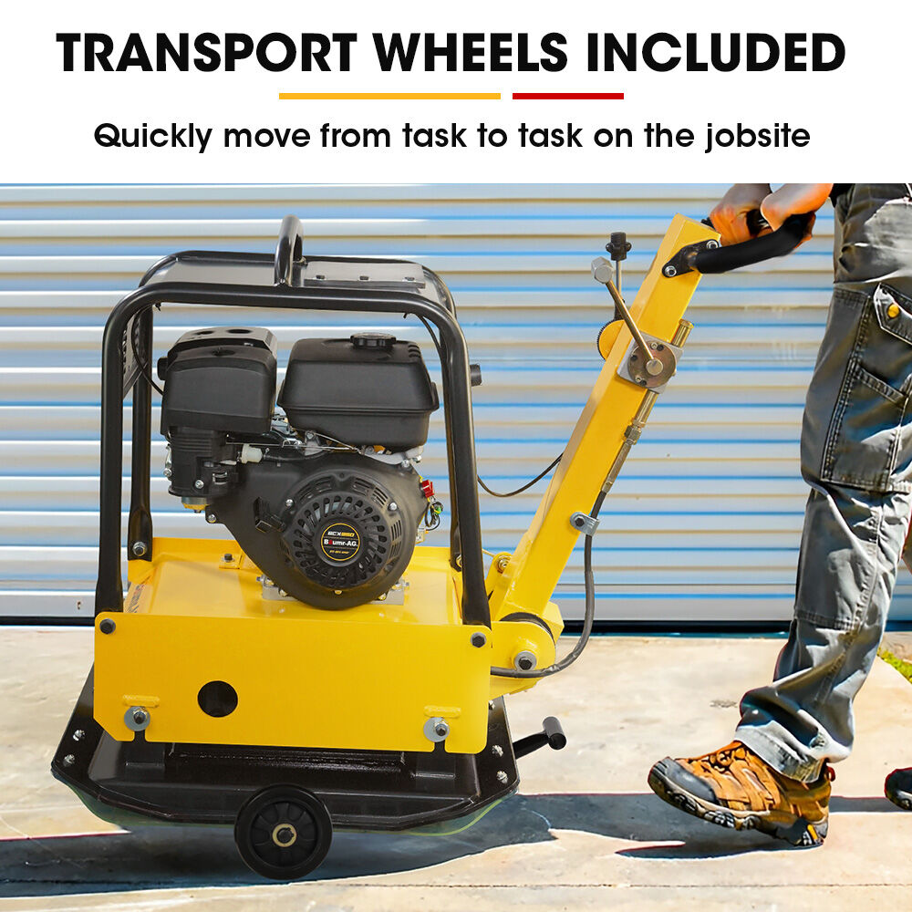 Outdoor Power Equipment: BAUMR-AG 185kg Reversible Vibratory Plate Compactor, Commercial 9HP 270cc, 500x700mm, Wheel Kit, for Sand Soil Gravel Asphalt (BCX-950)