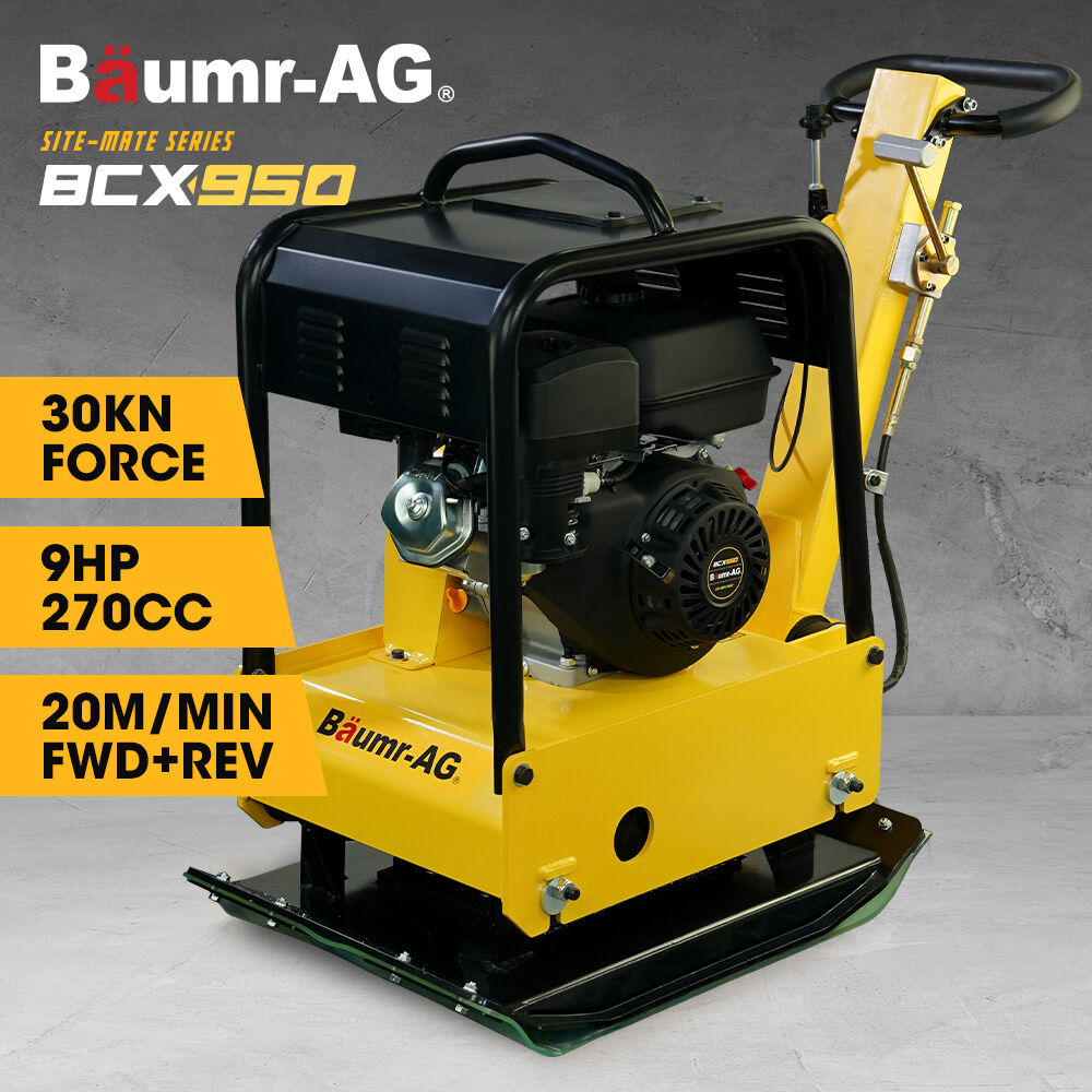 Outdoor Power Equipment: BAUMR-AG 185kg Reversible Vibratory Plate Compactor, Commercial 9HP 270cc, 500x700mm, Wheel Kit, for Sand Soil Gravel Asphalt (BCX-950)