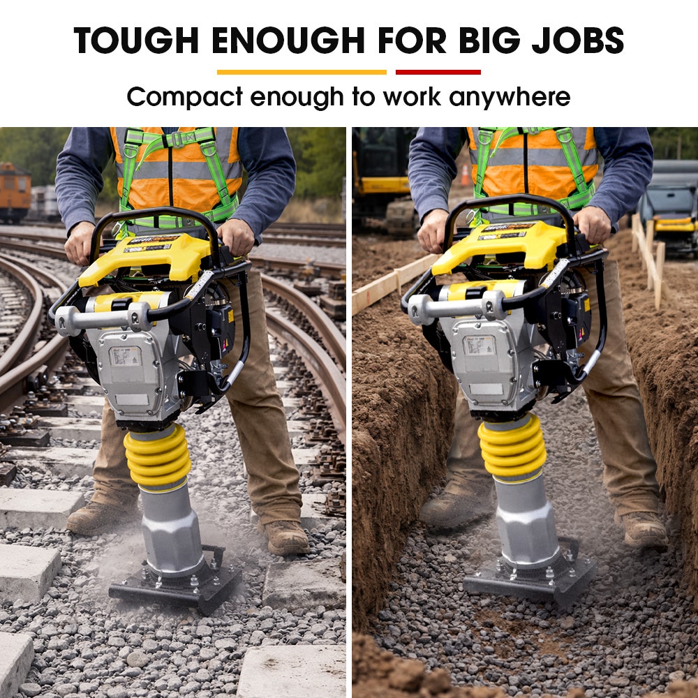 BAUMR-AG BRM-500 64KG Petrol Tamper Rammer Vibratory Plate Compactor, Lightweight, for Soil Sand Gravel Asphalt