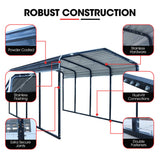 Canopies & Gazebos: SHADE SHIELD Single Carport Shed 3.3 x 6 x 2.9m, Galvanised Steel Frame, Powder Coated Gable Roof, Shelter for Car Caravan Boat Tractor Agricultural