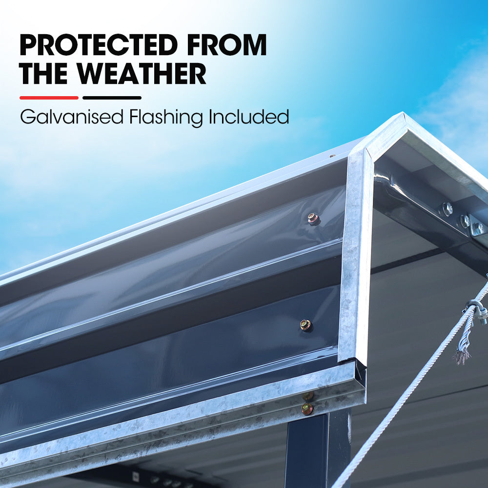 Canopies & Gazebos: SHADE SHIELD Single Carport Shed 3.3 x 6 x 2.9m, Galvanised Steel Frame, Powder Coated Gable Roof, Shelter for Car Caravan Boat Tractor Agricultural