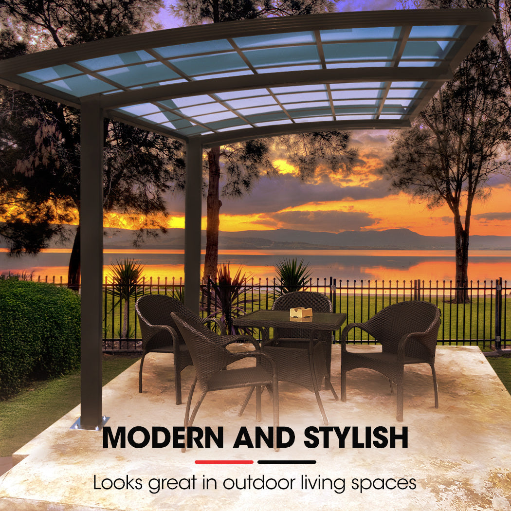 Canopies & Gazebos: SHADE SHIELD Single Cantilever Carport 3.0m x 5.5m x 3.5m, Aluminium Alloy Frame, Polycarbonate Roof, Shelter for Car or Outdoor Living