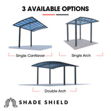 Canopies & Gazebos: SHADE SHIELD Single Cantilever Carport 3.0m x 5.5m x 3.5m, Aluminium Alloy Frame, Polycarbonate Roof, Shelter for Car or Outdoor Living