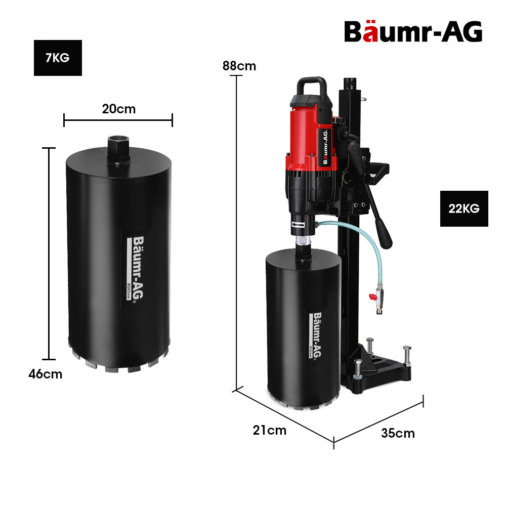 Power Drills & Accessories: BAUMR-AG 3200W 280mm Vertical Stand Core Drill & 202mm Drill Bit Combo, for Demolition Concrete Coring Hole Drilling