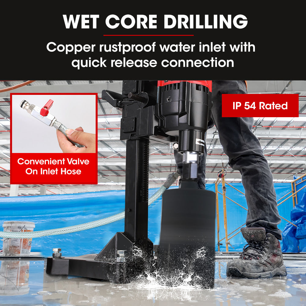 Power Drills & Accessories: BAUMR-AG 3200W 280mm Vertical Stand Core Drill & 202mm Drill Bit Combo, for Demolition Concrete Coring Hole Drilling