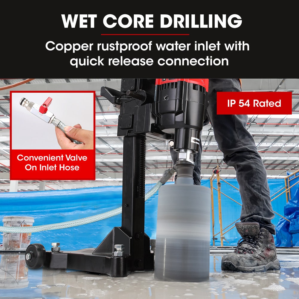 Power Drills & Accessories: BAUMR-AG 3200W 280mm Wet/Dry Core Drill w/ Wheeled Stand & 102mm Bit Combo, for Concrete Coring Hole Drilling