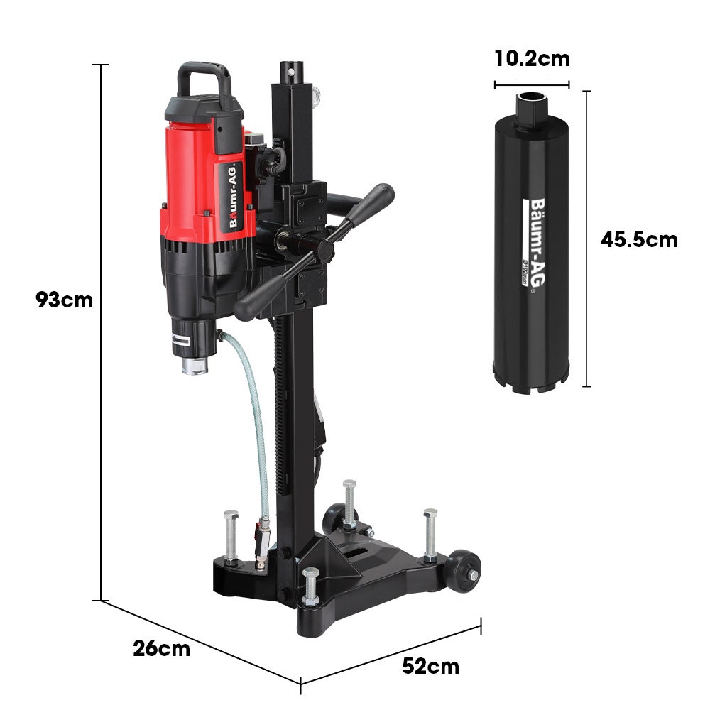 Power Drills & Accessories: BAUMR-AG 3200W 280mm Wet/Dry Core Drill w/ Wheeled Stand & 102mm Bit Combo, for Concrete Coring Hole Drilling