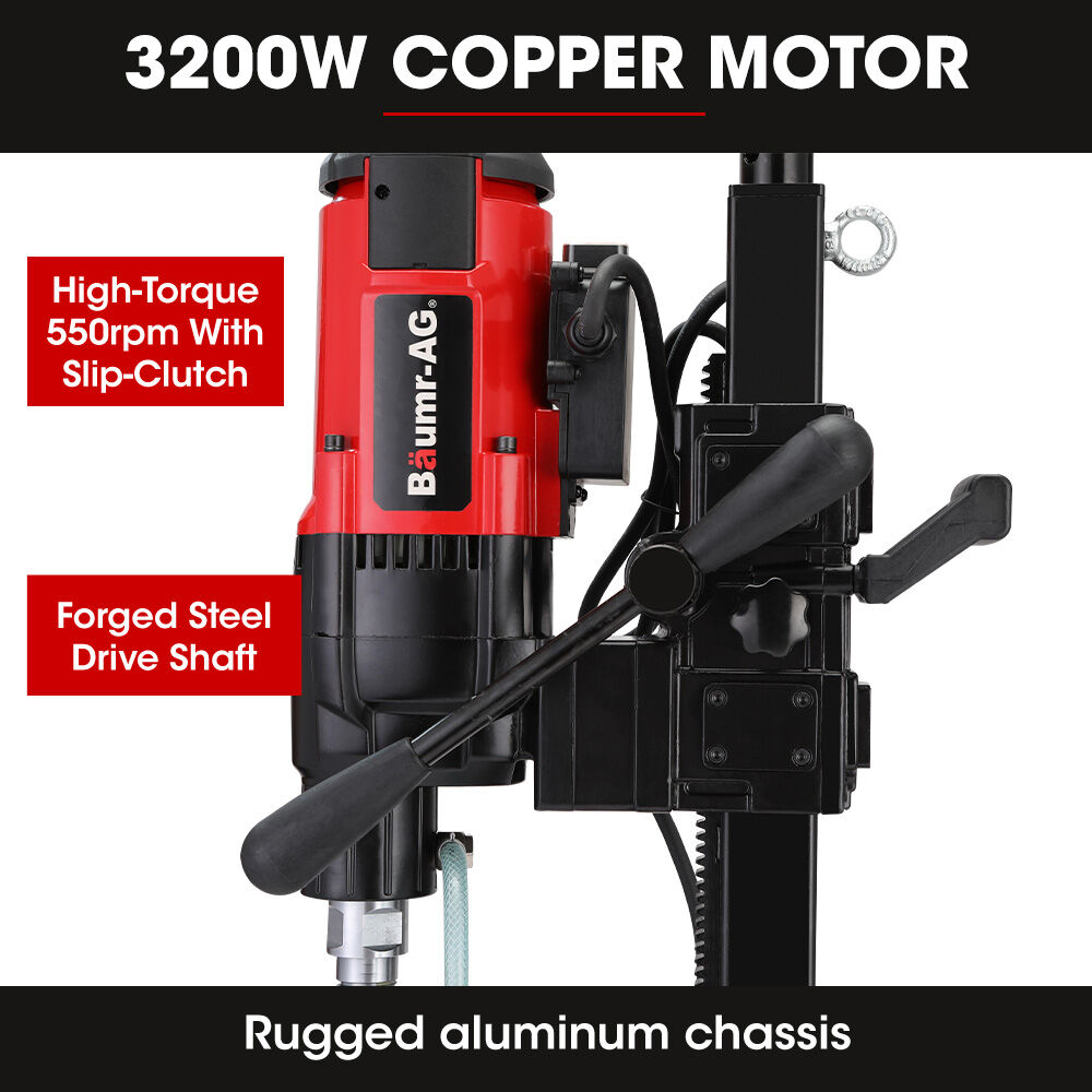 Power Drills & Accessories: BAUMR-AG 3200W 280mm Wet/Dry Core Drill w/ Wheeled Stand & 127mm Bit Combo, for Concrete Coring Hole Drilling