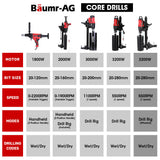 Power Drills & Accessories: BAUMR-AG 3200W 280mm Wet/Dry Core Drill w/ Wheeled Stand & 127mm Bit Combo, for Concrete Coring Hole Drilling