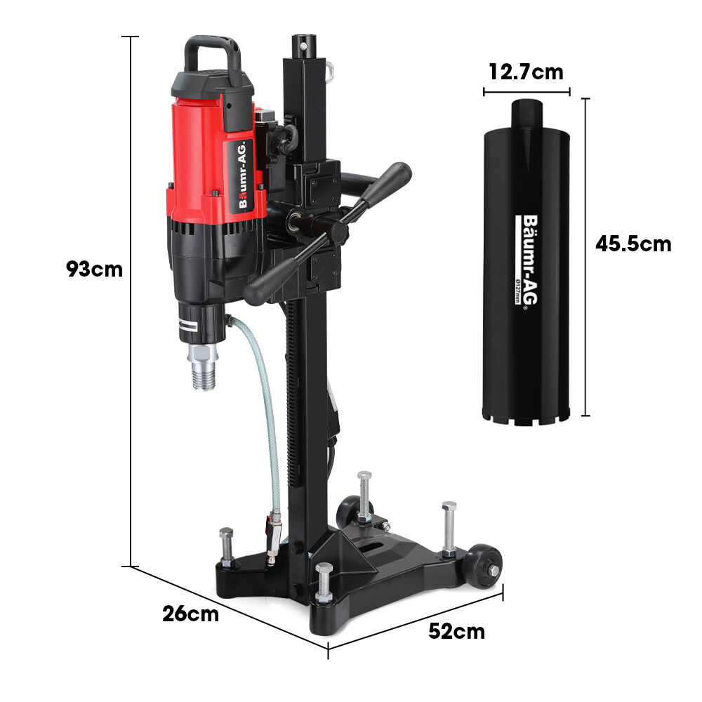 Power Drills & Accessories: BAUMR-AG 3200W 280mm Wet/Dry Core Drill w/ Wheeled Stand & 127mm Bit Combo, for Concrete Coring Hole Drilling