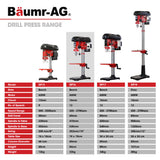 Power Drills & Accessories: Baumr-AG DP15 600W 10" Pedestal Bench Drill Press, 12 Speeds, 16mm Chuck (DP15 II)