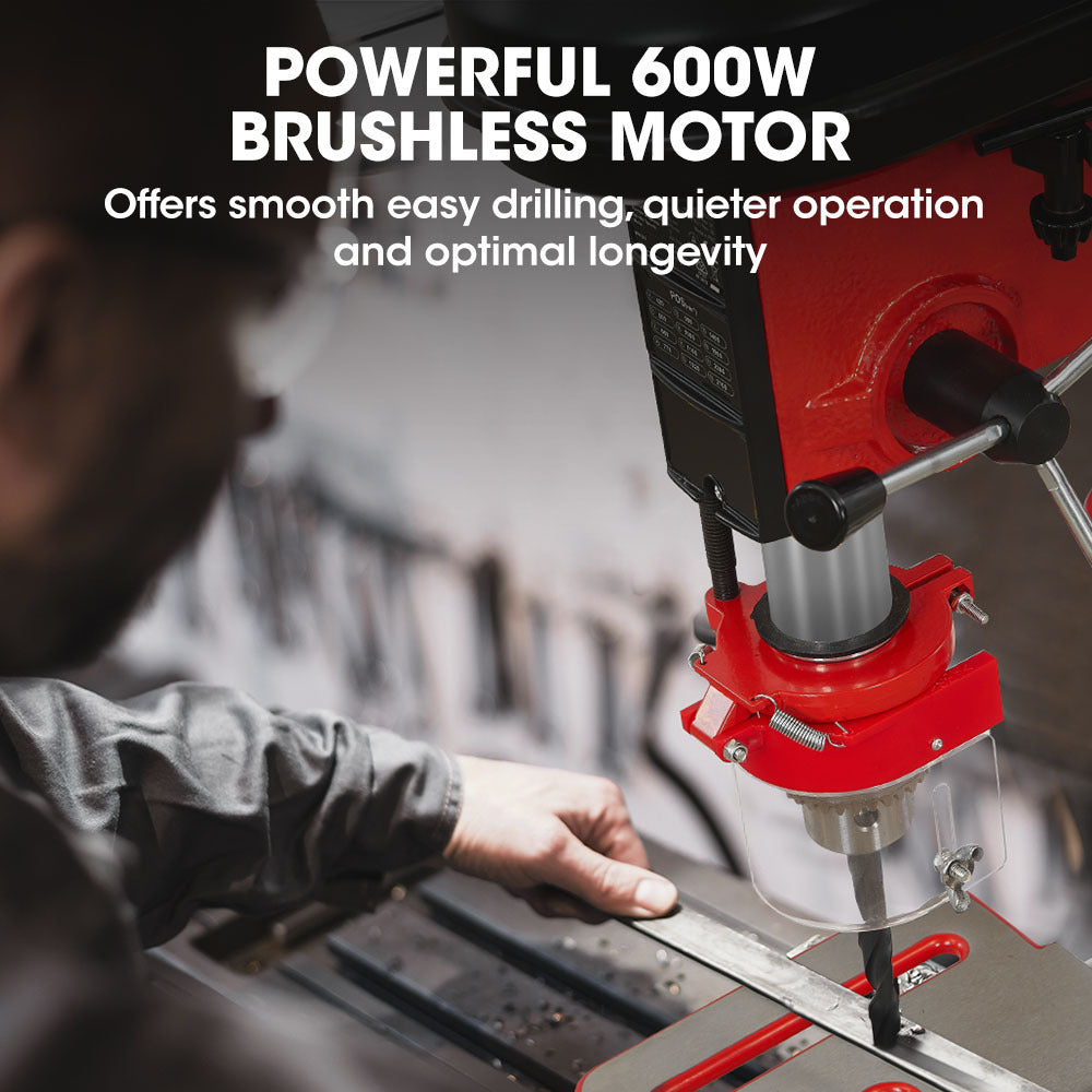 Power Drills & Accessories: Baumr-AG DP15 600W 10" Pedestal Bench Drill Press, 12 Speeds, 16mm Chuck (DP15 II)