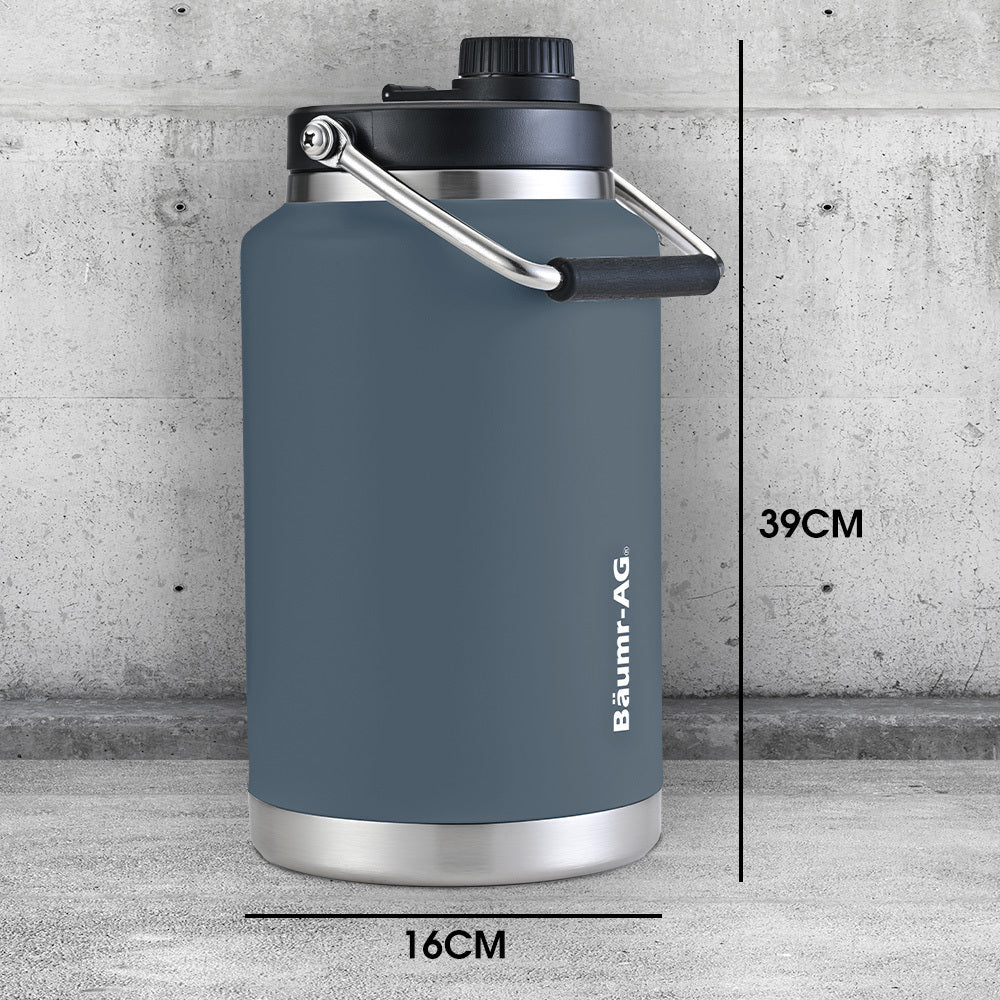 Drinkware: Baumr-AG 3.8L Double Wall Insulated Stainless Steel Water Bottle, Drink Jug with Handle, Blue