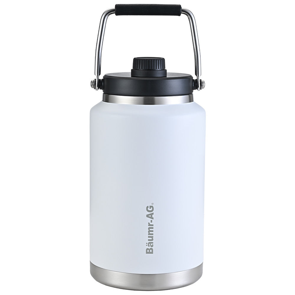 Drinkware: Baumr-AG 3.8L Double Wall Insulated Stainless Steel Water Bottle, Drink Jug with Handle, White