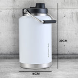 Drinkware: Baumr-AG 3.8L Double Wall Insulated Stainless Steel Water Bottle, Drink Jug with Handle, White