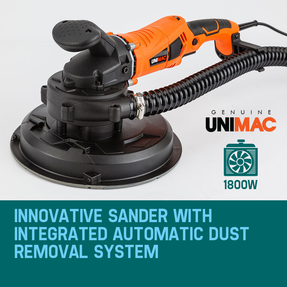 Sanders: UNIMAC 1800W Drywall Sander Plaster Automatic Wall Gyprock Vacuum System