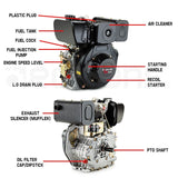 Outdoor Power Equipment: Baumr-AG 7HP DIESEL Stationary Engine 4 Stroke OHV Horizontal Shaft Motor