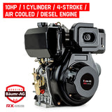 Outdoor Power Equipment: Baumr-AG 10HP Diesel Stationary Engine Electric Start OHV Replacement Motor