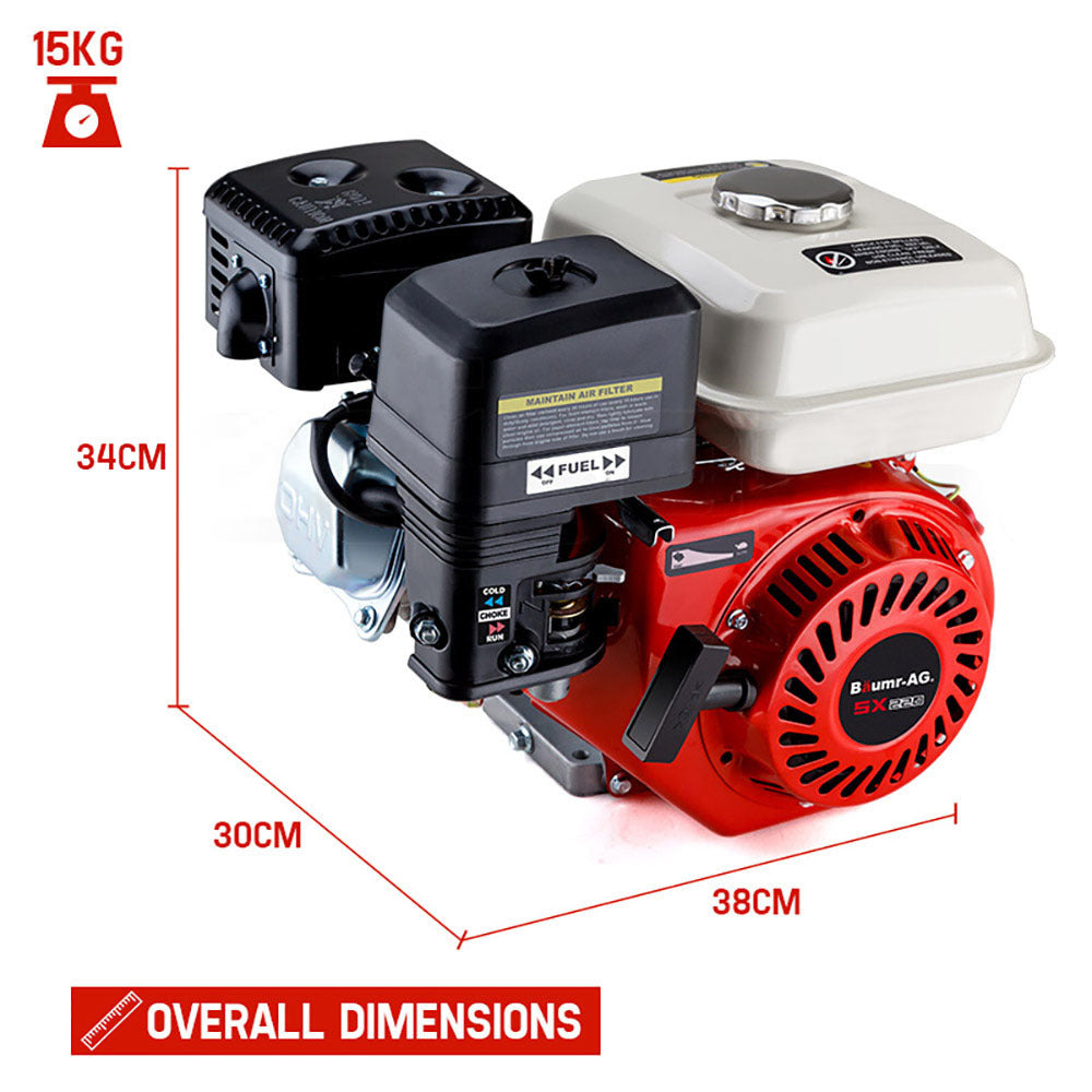 Outdoor Power Equipment: Baumr-AG 7HP Petrol Stationary Engine OHV 4-Stroke Horizontal Shaft Replacement Motor