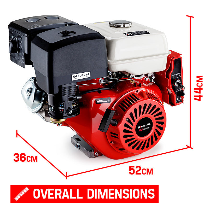 Outdoor Power Equipment: Baumr-AG 13HP Petrol Stationary Engine OHV 4 Stroke Horizontal Shaft Electric Start Motor