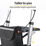 Mobility & Accessibility: EQUIPMED Foldable Aluminium Walking Frame Rollator with Bag and Seat, Silver