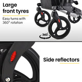 Mobility & Accessibility: EQUIPMED Foldable Aluminium Walking Frame Rollator with Bag and Seat, Silver