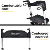 Mobility & Accessibility: EQUIPMED Foldable Aluminium Walking Frame Rollator with Bag and Seat, Silver