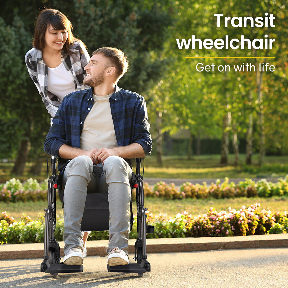 Mobility & Accessibility: EQUIPMED 2-in-1 Foldable Aluminium Walking Frame Rollator and Transit Wheelchair with Bag, Titanium colour