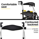 Mobility & Accessibility: EQUIPMED 2-in-1 Foldable Aluminium Walking Frame Rollator and Transit Wheelchair with Bag, Titanium colour