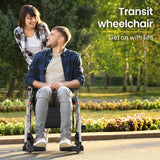 Mobility & Accessibility: EQUIPMED 2-in-1 Folding Rollator Wheelchair Adjustable Mobility Walker w/ Park Brakes & Bag, Silver