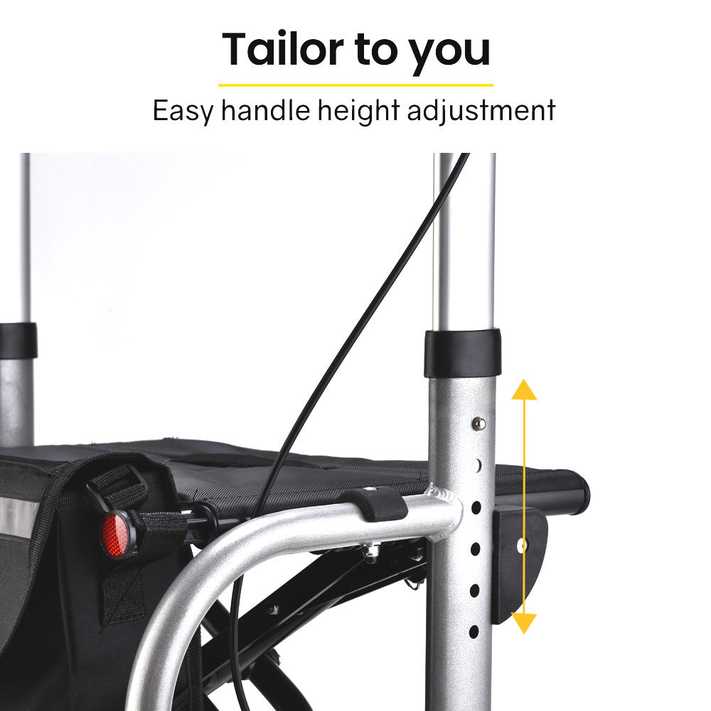 Mobility & Accessibility: EQUIPMED 2-in-1 Folding Rollator Wheelchair Adjustable Mobility Walker w/ Park Brakes & Bag, Silver