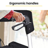 Mobility & Accessibility: EQUIPMED 2-in-1 Folding Rollator Wheelchair Adjustable Mobility Walker w/ Park Brakes & Bag, Silver