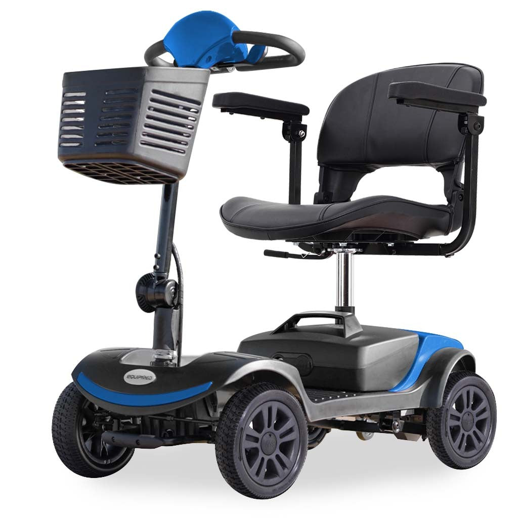 Mobility & Accessibility: EQUIPMED Electric Mobility Scooter Portable Folding for Elderly Older Adult, SmartRider Black & Blue